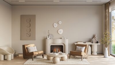 Fireplace in cozy living room