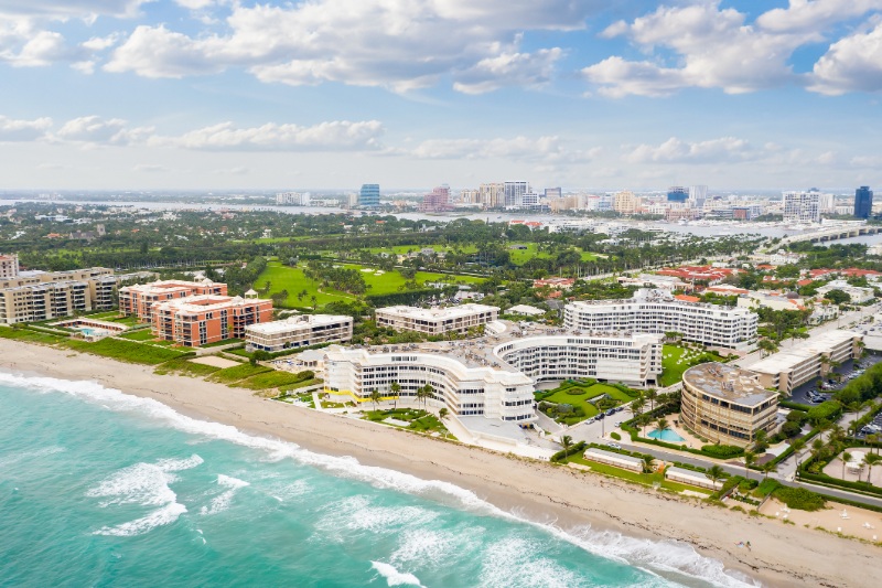 Aerial drone view of palm beach