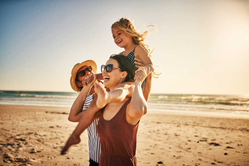 Happy family on beach